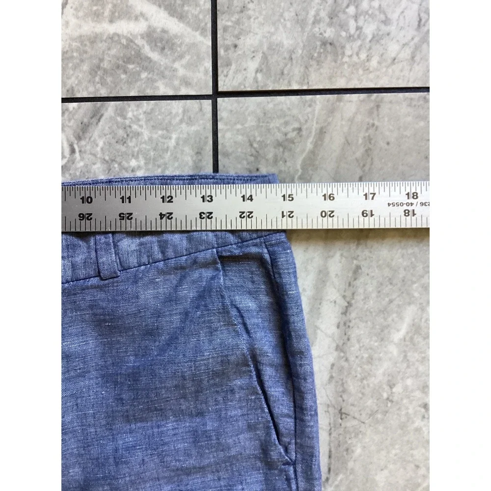 Banana Republic Martin Fit Blue Linen Cotton Straight Leg Pants Women Size 2